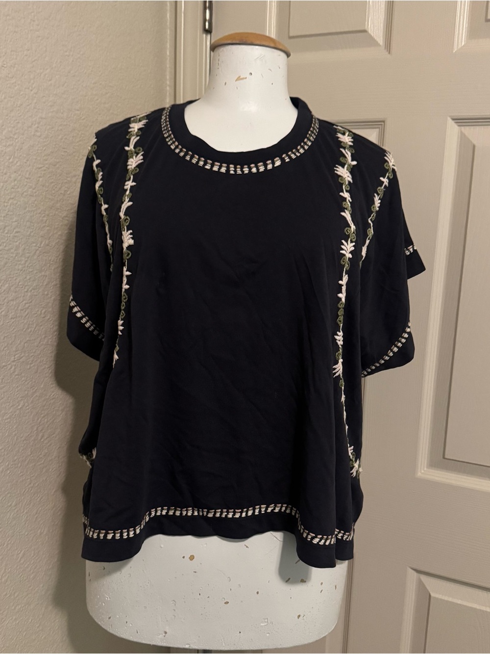 Voloshin Women Navy Top Size m/L  Casual Cotton